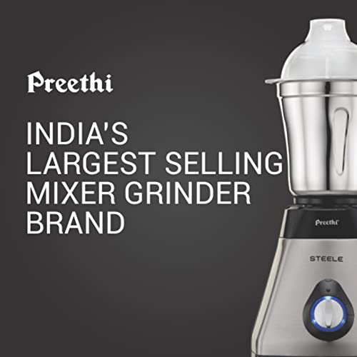 Preethi Steel Supreme MG-208 mixer grinder, 750 watt (Silver/ Black), 4 jars - Super Extractor juicer Jar, Vega W5 motor with 5yr Warranty & Lifelong Free Service - Image 8
