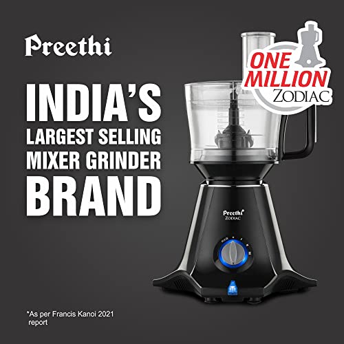 Preethi Zodiac MG-218 mixer grinder, 750 watt, Black/Light Grey, 5 jars - 3 In 1 insta fresh juicer Jar & Master chef food processor Jar, Vega W5 motor with 5yr Warranty - Image 10